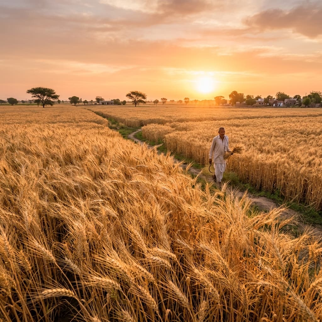 Golden wheat field on a sunny day